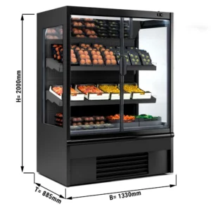 LED chladniaca polica – 1330 mm, 2 police, izolované sklenené dvere