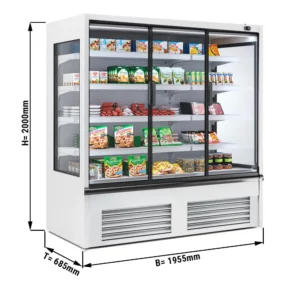 LED chladniaca polica – 1875 mm, 4 police, izolované sklenené dvere