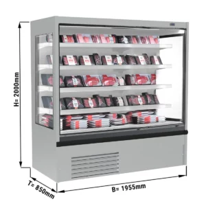 Nástenná chladiaca polica - 1955 mm, LED osvetlenie, 4 police