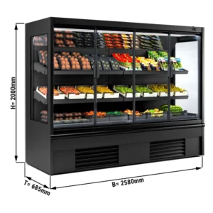 LED chladniaca polica – 2580 mm, 2 police, izolované sklenené dvere