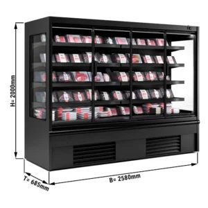 LED chladniaca polica – 2580 mm, 4 police, izolované sklenené dvere