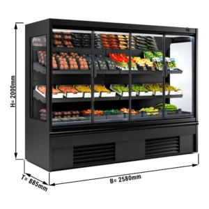 LED chladniaca polica – 2580 mm, 2 police, izolované sklenené dvere