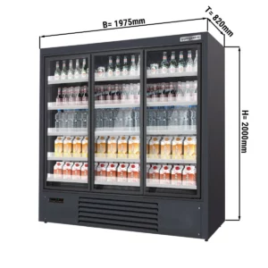 Police na chladenie na stenu - s izolovanými dverami zo skla