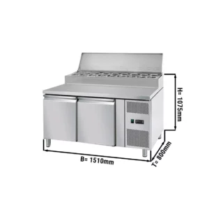 Prípravný stôl ECO - 1360 mm, pre 8x GN 1/3, 2 dvere