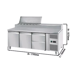 Prípravný stôl ECO - 1795 mm, pre 8x GN 1/3, 2 dvierka a 2 zásuvky