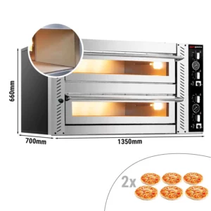 Elektrická pec na pizzu - plná šamotová - manuálna - 6+6x 30 cm