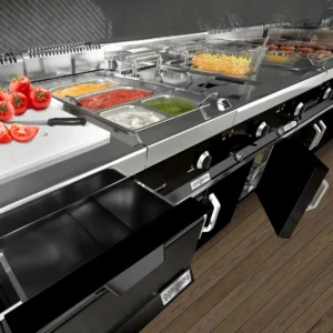 Neutrálny prvok k grilu TORONTO – 1900 mm – čierna žulová doska