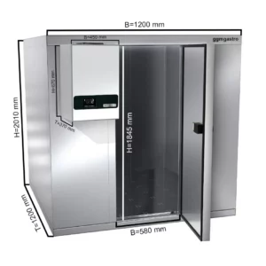 Chladiareň z nehrdzavejúcej ocele - 1200 x 1200 mm - 1,8 m3 - chladiaca jednotka