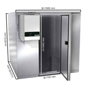 Chladiaca miestnosť z nehrdzavejúcej ocele - 1500 x 2100 mm - 4,8 m3 - chladiaca jednotka