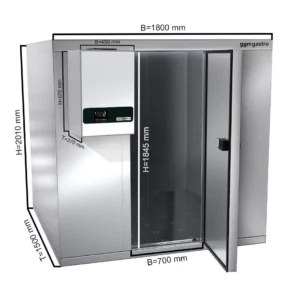 Chladiaca miestnosť z nehrdzavejúcej ocele - 1800 x 1500 mm - 4,06 m3- chladiaca jednotka