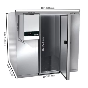 Chladiareň z nehrdzavejúcej ocele - 1800 x 2100 mm - 5,88 m3- chladiaca jednotka