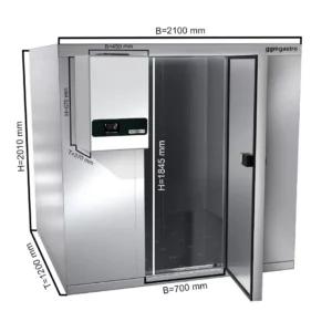 Chladiaca miestnosť z nehrdzavejúcej ocele - 1500 x 1500 mm - 3,5 m3 - chladiaca jednotka