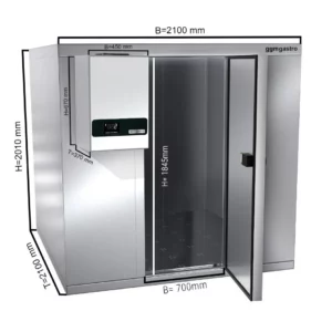 Chladiaca miestnosť z nehrdzavejúcej ocele - 2100 x 2100 mm - 6,9 m3 - chladiaca jednotka