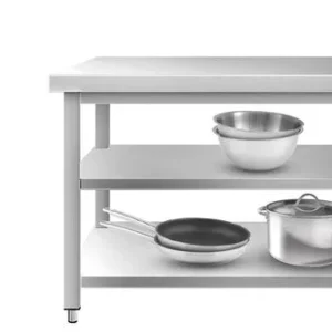 Stoly z nereze - s 2 policami, bez lemu, 700mm