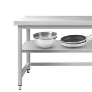 Pracovné stoly z nerezovej ocele s podnožou a výstuhou bez lemu - 800mm