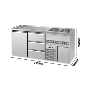 Pivný pult PREMIUM PLUS – 1950x700 mm – 1 dvierka, 3 zásuvky