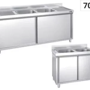 Drezy so skrinkou - s 2 drezmi v strede, 700mm