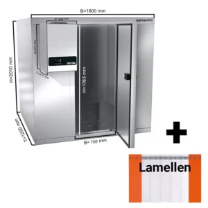 Mraziaca bunka z nehrdzavejúcej ocele - 1800 x 1200 mm - 2,65 m3- vrátane mraziacej jednotky a lamiel