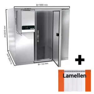 Mraziaca bunka z nehrdzavejúcej ocele - 1800 x 1500 mm - 3,47 m3 - vrátane mraziacej jednotky a lamiel