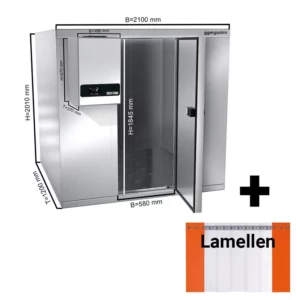 Mraziaca bunka z nehrdzavejúcej ocele - 2100 x 1200 mm - 3,16 m 3 - vrátane mraziacej jednotky a líšt