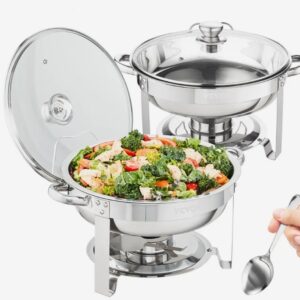 Nerezový cateringovej ohrievač Chafing – súprava 2 ks, okrúhly, so skleneným vekom, 2x 3,5 l, klasický