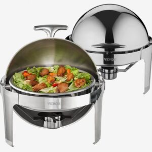 Nerezový cateringovej ohrievač Chafing – súprava 2 ks, okrúhly, rolovacie veko, 2x 5,5 l, klasický