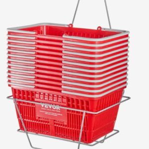 Plastový košík – nákupný košík, balenie 12 ks, 21l, s rukoväťou a stojanom