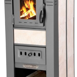 Keramické krbové kachle Pro LAVA Ceramic — béžové, dymovod 120 mm, 6,5 kW