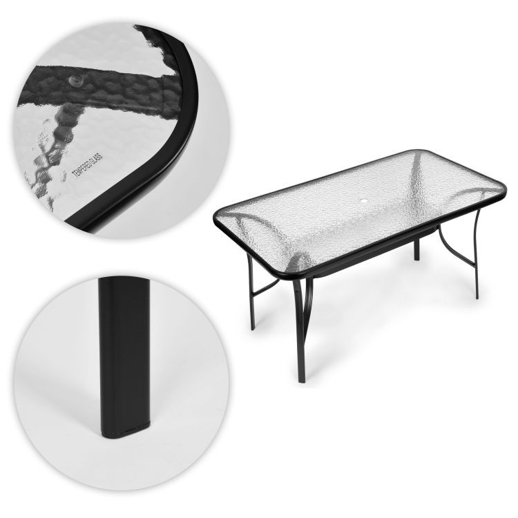 Sklenený stôl – záhradný, MultiGarden, 140x80 cm, na terasu alebo balkón – Obrázok 6