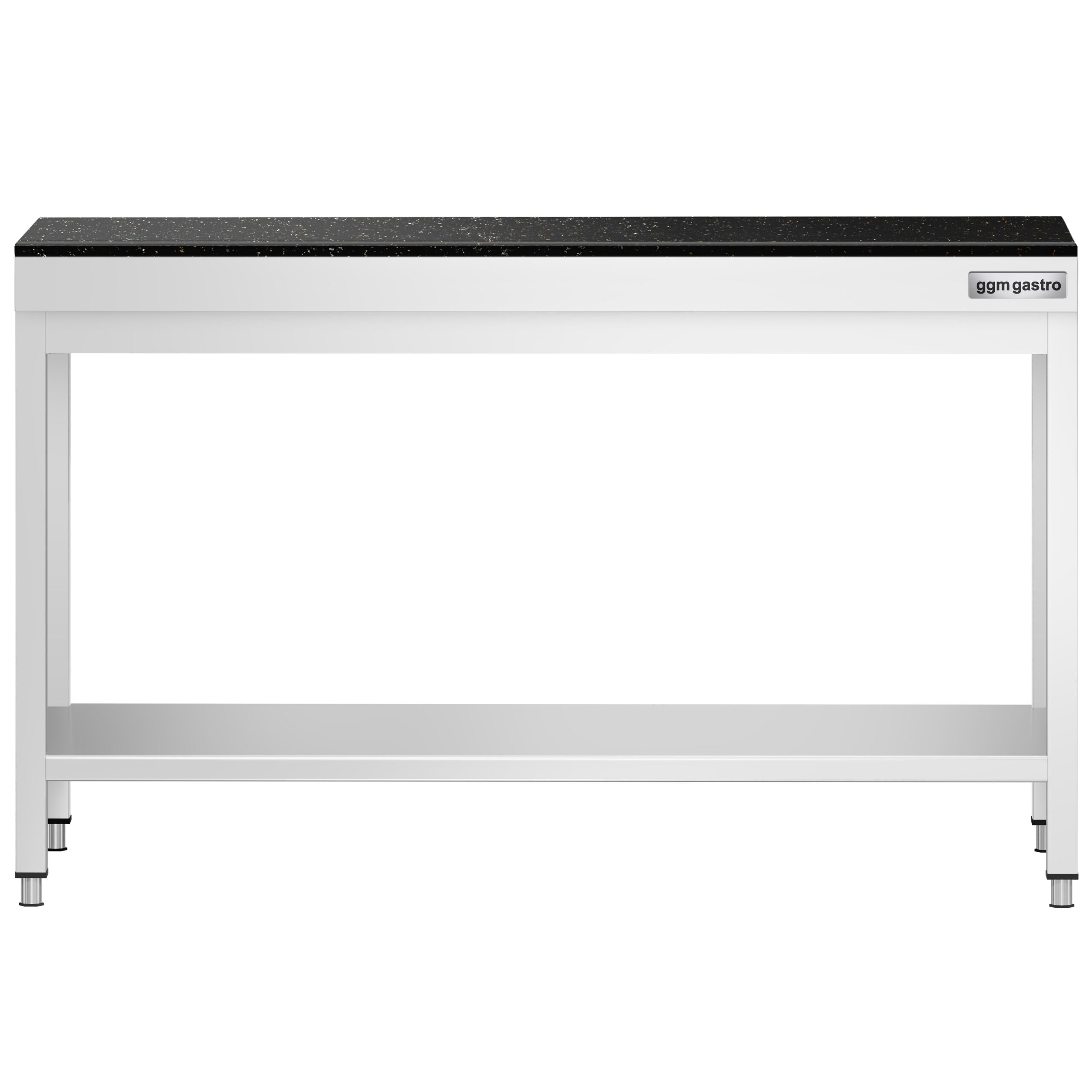 Nerezový stôl – prémiový pracovný, PREMIUM, 1400x600 mm, so základnou policou, vrátane žulovej pracovnej dosky – Obrázok 4