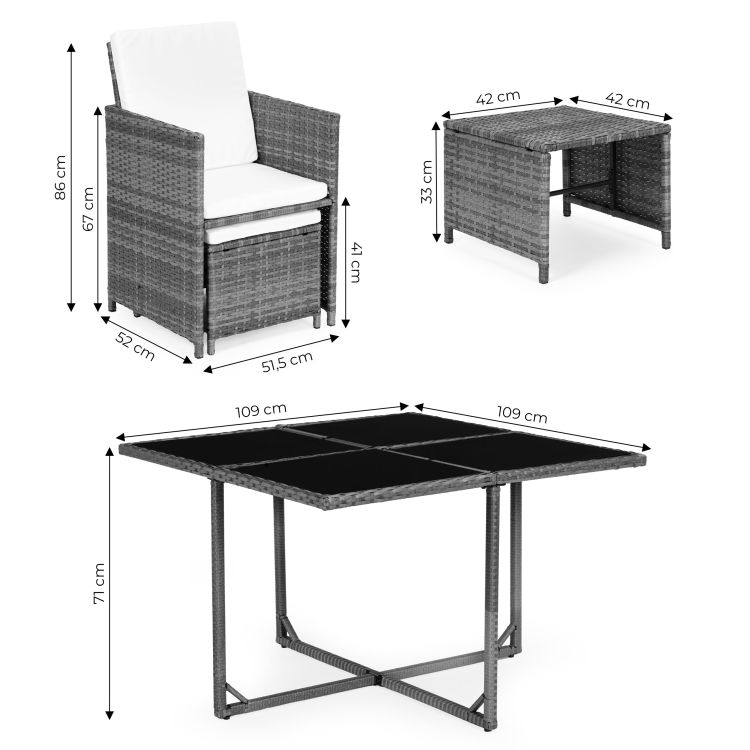 Ratanová sada – záhradného nábytku z technoratanu MultiGarden, stôl, 4 kreslá, 4 pufy – Obrázok 4