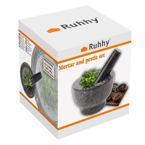 Žulový mažiar s tĺčikom- Ruhhy 24576, 12,5 cm, sivý – Obrázok 3