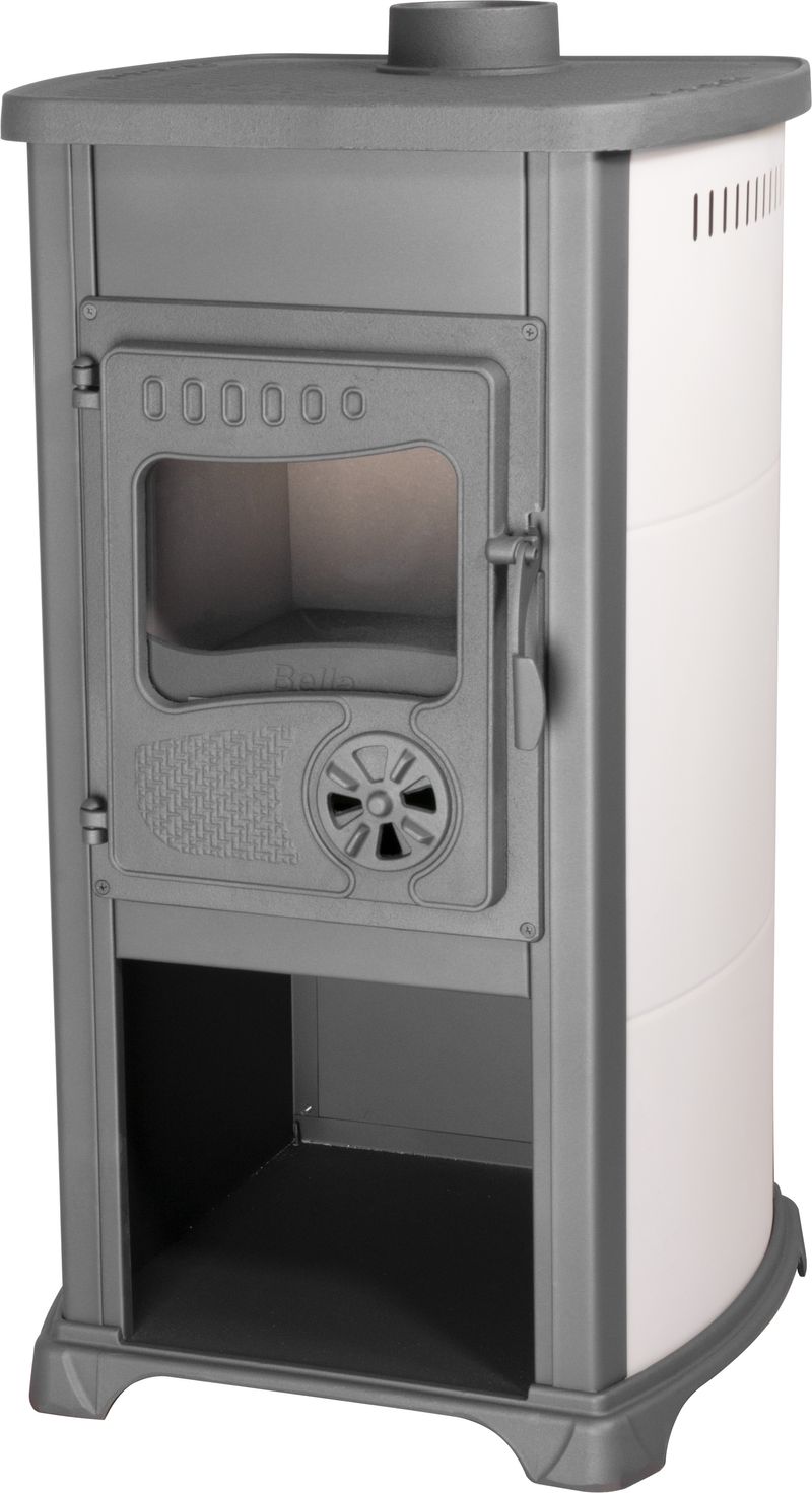Výkonné krbové kachle Bella Thalia — béžové, liatina/šamot, výška 102 cm, 5,4 kW – Obrázok 3