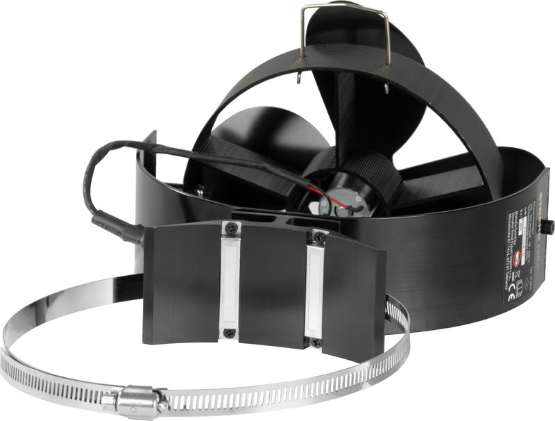 Teplom poháňaný krbový ventilátor Strend Pro — magnetický s úchytom na dymovod, 4-lopatkový, čierny – Obrázok 5