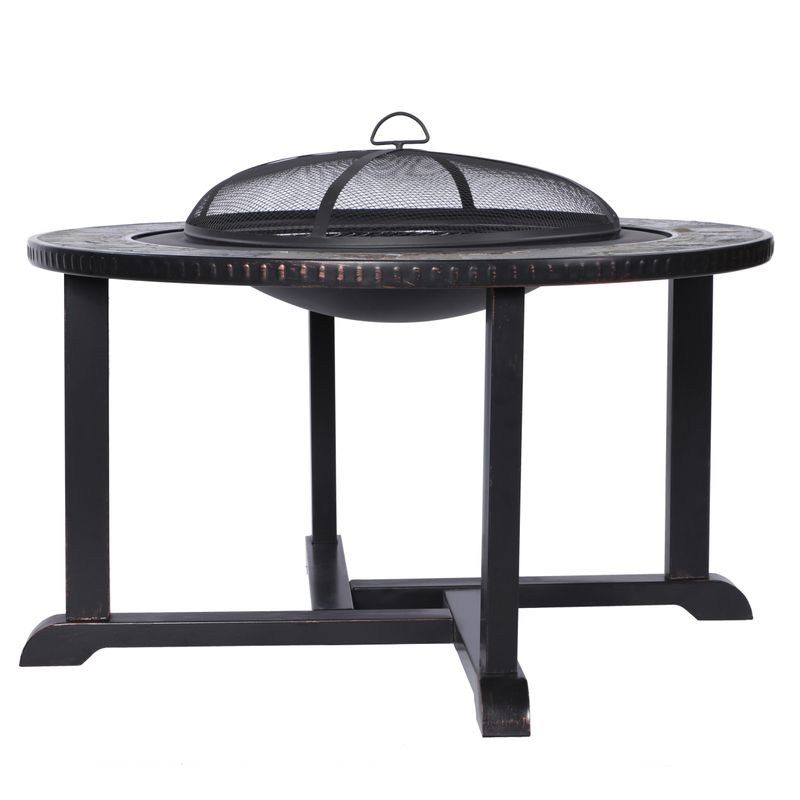 Kovové ohnisko – gril a ohnisko Strend Pro Grill, 4 stoličky, 3v1, 105x75 cm, na uhlie, záhradné – Obrázok 3