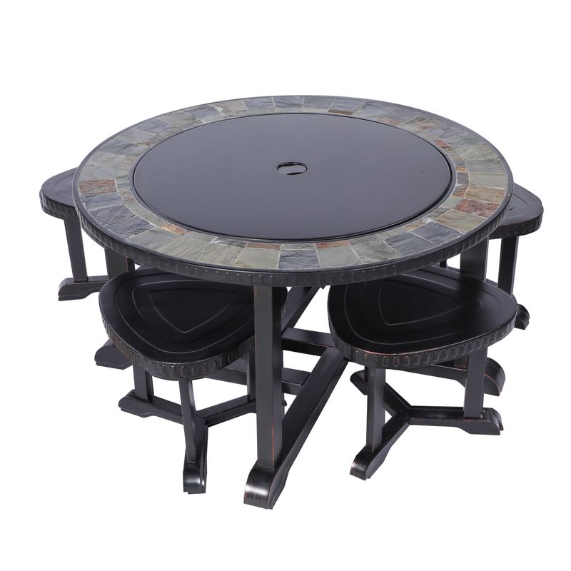 Kovové ohnisko – gril a ohnisko Strend Pro Grill, 4 stoličky, 3v1, 105x75 cm, na uhlie, záhradné – Obrázok 10