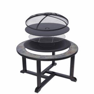 Kovové ohnisko – gril a ohnisko Strend Pro Grill, 4 stoličky, 3v1, 105x75 cm, na uhlie, záhradné
