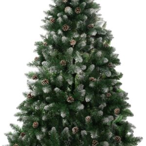 Vianočný stromček – MagicHome Albero, jedľa, zasnežené konce, so šiškami, 150 cm
