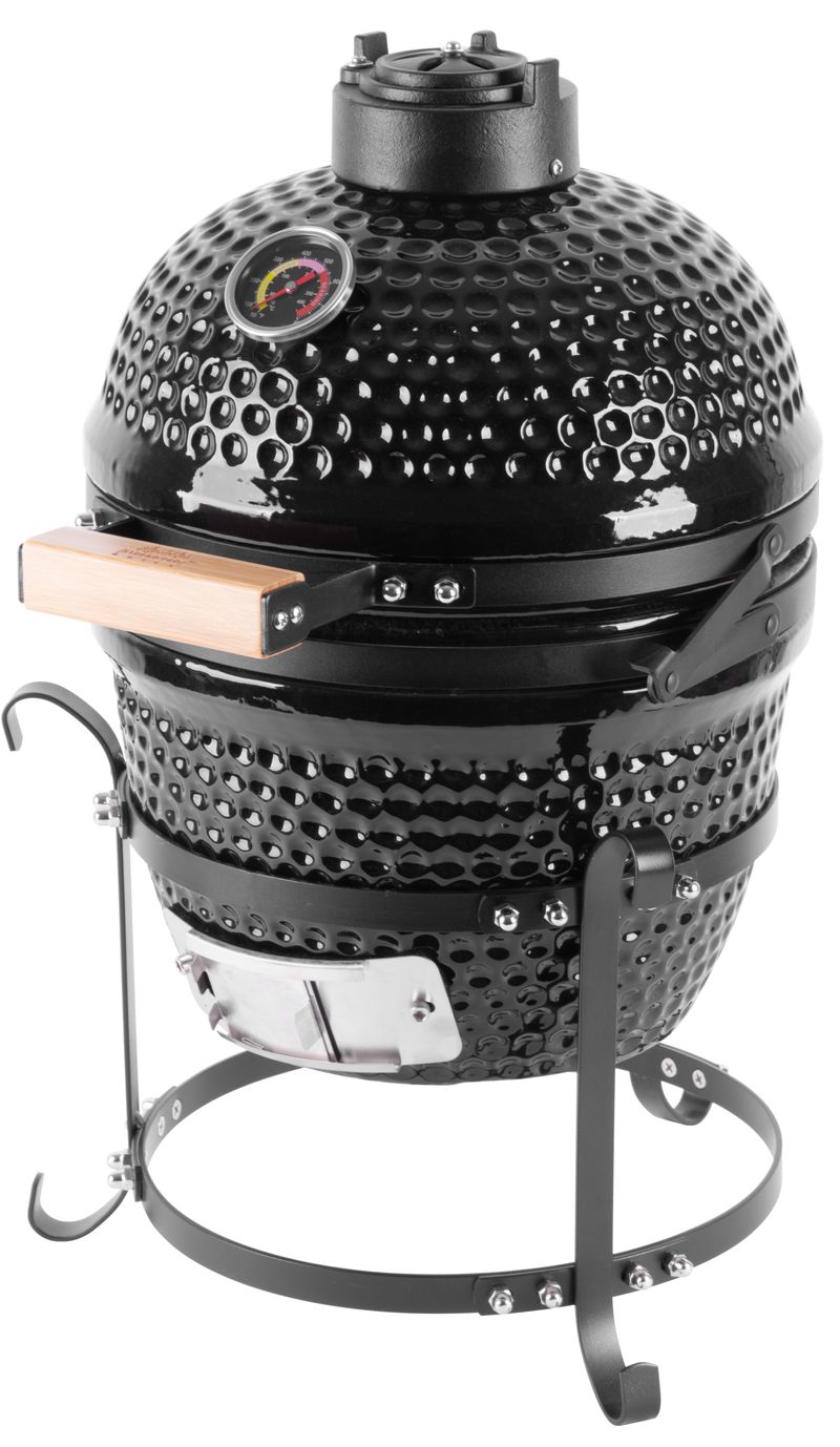 Keramický Kamado gril — priemer 27 cm, gril. výška 34,5 cm, čierny, 35x40,5x55 cm – Obrázok 2