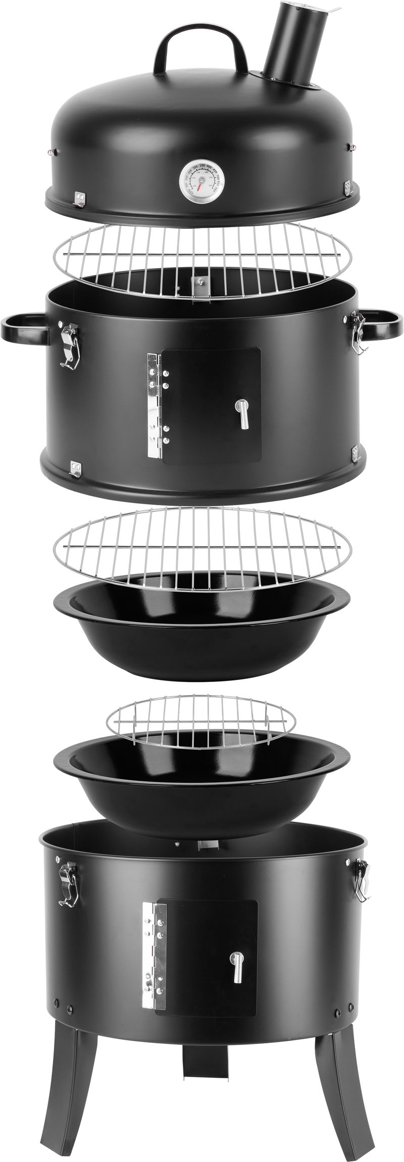 Gril na uhlie – 3v1 (grilovanie, údenie a vodné údenie), Strend Pro Smoker, BBQ, na drevené uhlie, 440x780 mm – Obrázok 7
