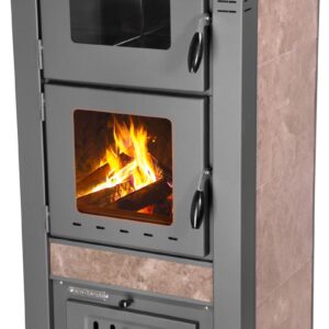 Keramické krbové kachle Pro TAURUS Ceramic — s rúrou na pečenie, mocca, dymovod 120 mm, 12 kW