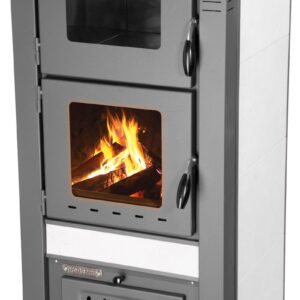 Keramické krbové kachle Pro TAURUS Ceramic — s rúrou na pečenie, biele, dymovod 120 mm, 12 kW