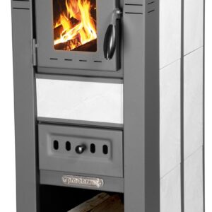 Keramické krbové kachle Pro LAVA Ceramic — biele, dymovod 120 mm, 6,5 kW