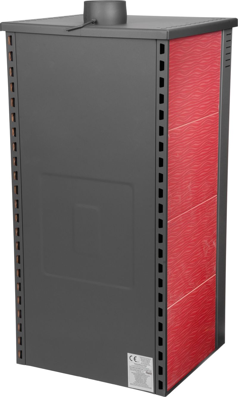 Keramické krbové kachle Pro TAURUS Ceramic — s rúrou na pečenie, červené, dymovod 120 mm, 12 kW – Obrázok 2