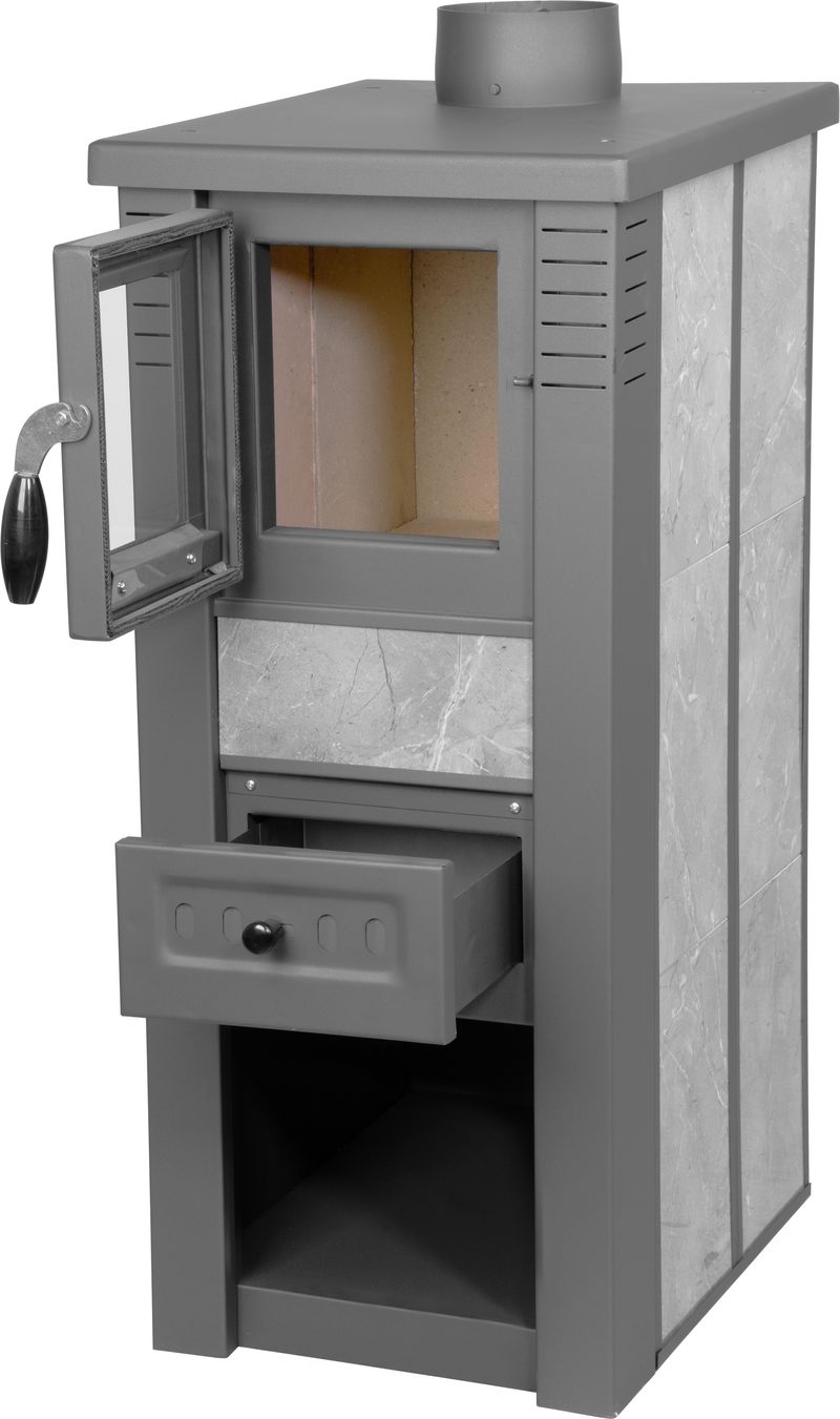 Keramické krbové kachle Pro LAVA Ceramic — šedé, dymovod 120 mm, 6,5 kW – Obrázok 5