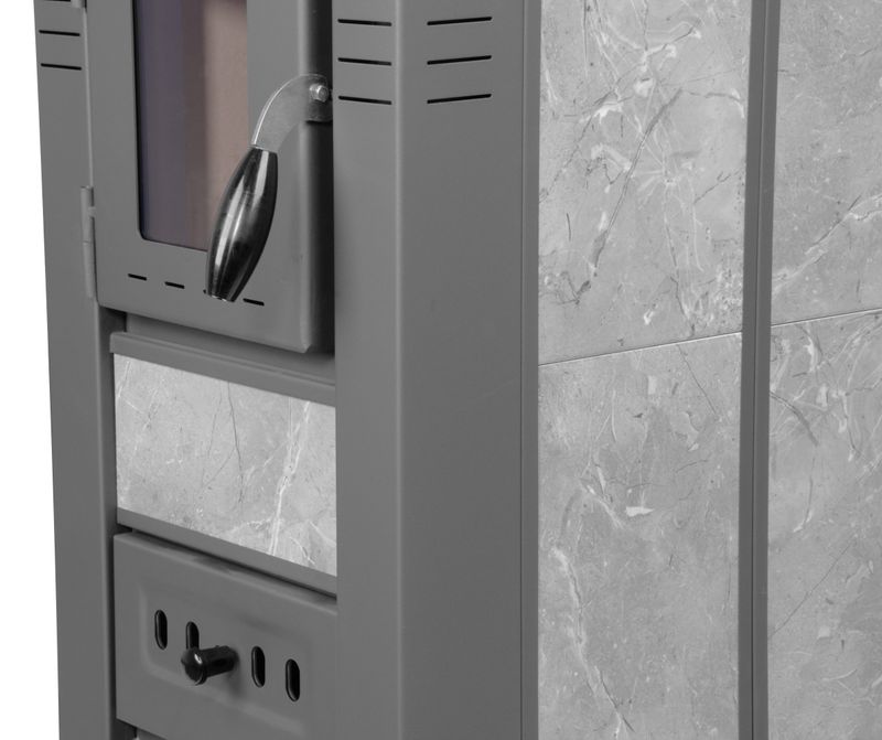 Keramické krbové kachle Pro LAVA Ceramic — šedé, dymovod 120 mm, 6,5 kW – Obrázok 4