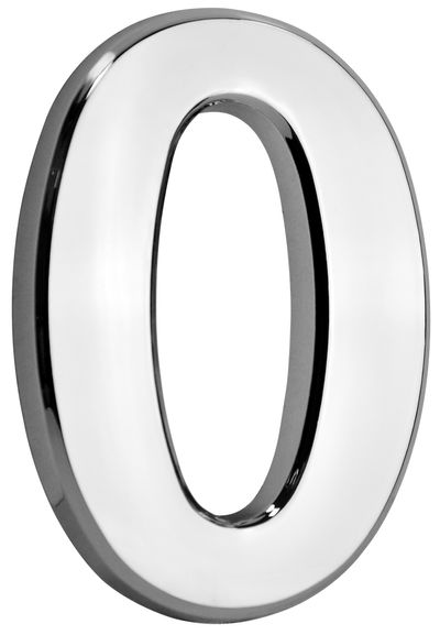 Strieborné číslo – domové popisné, MagicHome "0", s lepiacou páskou, 70x100 mm, ABS