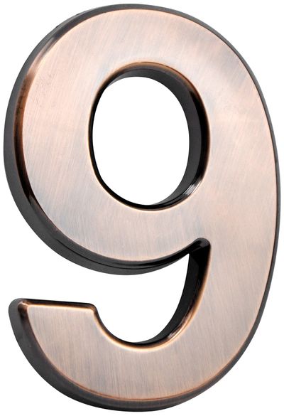 Bronzové číslo – domové popisné, MagicHome "9", s lepiacou páskou, 70x100 mm, ABS