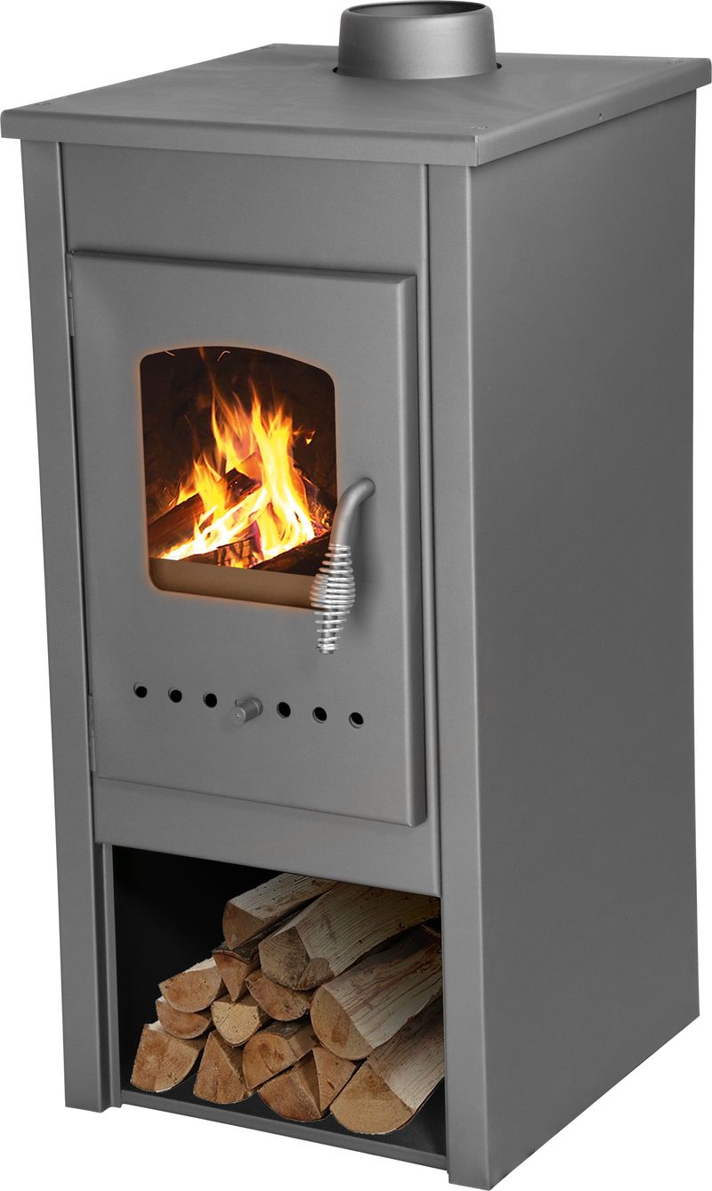 Výkonné krbové kachle Thalia Nera Lite — šedé, 5,4 kW