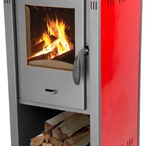 Výkonné krbové kachle Thalia Pella S — červené, 5,4 kW
